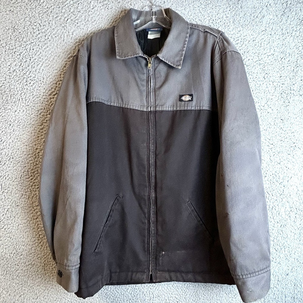VTG Dickies Work Jacket Mens Large Canvas Quilted Lined Full Zip Skater Grunge